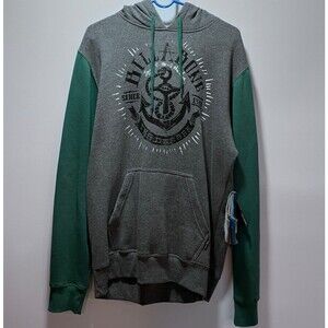 Billabong 2010s Anchorage Pull Over Graphic Hoodie Dk Gray Green Sleeves NWT L